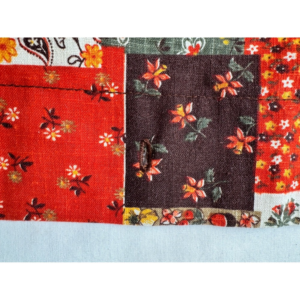 Vintage Patchwork Cotton Shower & Window Curtain Set Floral 70s Calico Pront - Picture 4 of 12